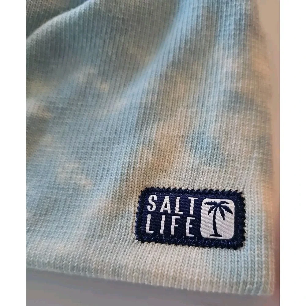 Salt Life Girls Sky Blue Tie-Dye Cloud‎ Beanie Hat Knit Cap Fits Most One Size